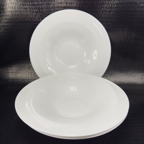 Fortessa White Swirl Round Deep Dish Bowl 9inch Bowls Dishes Porcelain Set 4 VTG - Picture 1 of 15